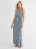 Image of NIC+ZOE Becca Sleeveless Filagree Tile Print Belted Maxi Dress - Blue/Multicolor