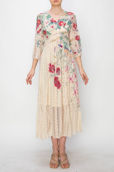 Origami Apparel by Vivien Floral Print Long Lace Dress - Multicolor *Take  25% Off*