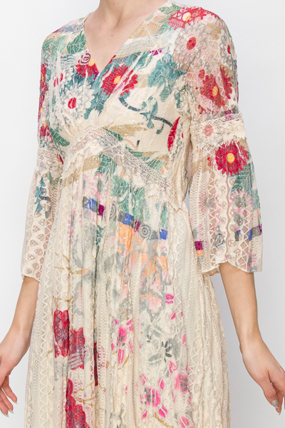 Origami Apparel by Vivien Floral Print Long Lace Dress - Multicolor *Take  25% Off*