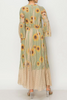 Image of Origami Apparel by Vivien Sunflower Print Long Lace Dress - Sage/Multicolor *Take 35% Off*