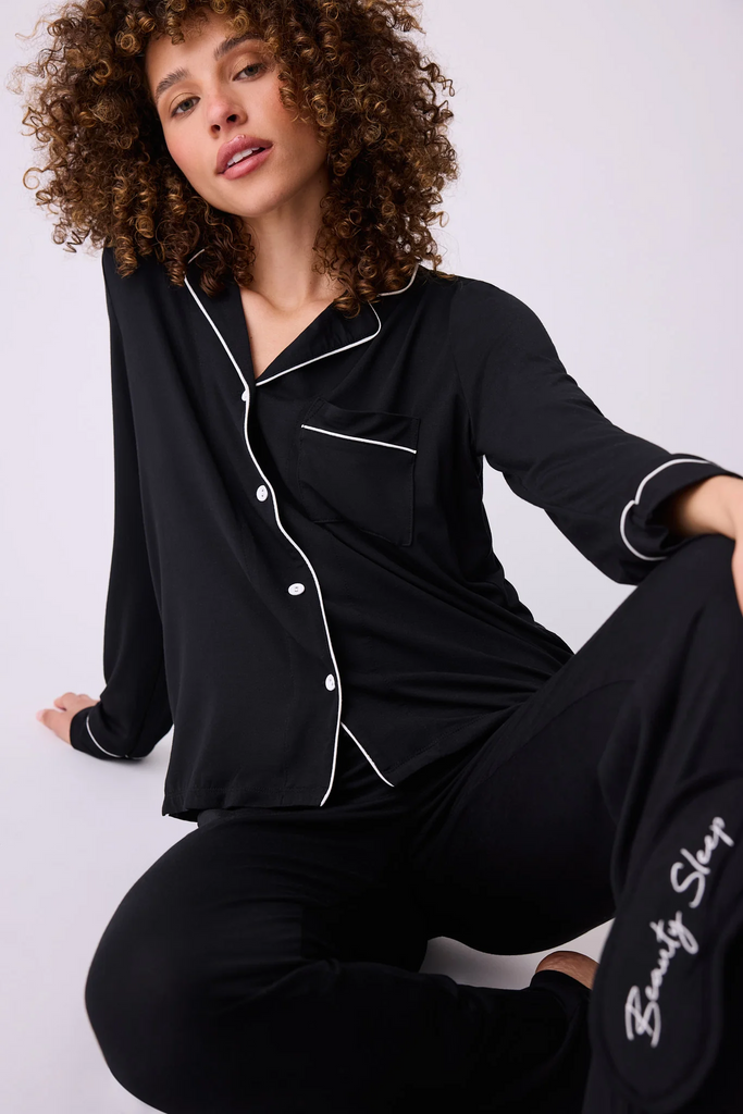 PJ Salvage Modal Dreams 3 Piece Pajama Set - Black