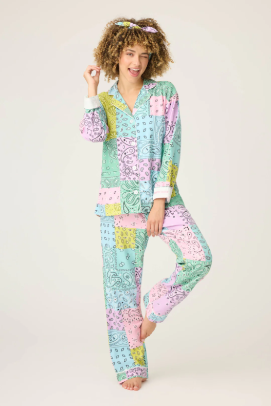 PJ Salvage Flannel Paisley 3 Piece Pajama Set - Multicolor