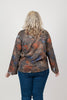 Image of Pure Essence Shimmer Knit Abstract Print Cowl Neck Top - Multicolor