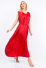 Image of Paparazzi Pleated Crinkle Satin Sleeveless Midi Dress - Red