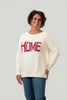 Image of Pink Pineapple Cotton Shaker Knit "Home" Sign Sweater - Cream