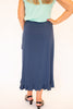 Image of Pure Essence Asymmetric Ruffle Hem Faux Wrap Skirt - Denim Blue