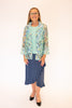 Image of Pure Essence Asymmetric Ruffle Hem Faux Wrap Skirt - Denim Blue