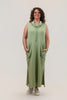 Image of Pure Essence Sleeveless Cowl Neck Lightweight Knit Midi Dress - Sage Green