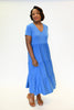 Image of Pure Essence Short Sleeve V-Neck Tiered Bamboo Midi Dress - Mykonos Blue