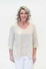 Image of Pure Essence V-Neck Wide Sleeve Top - Sand