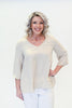 Image of Pure Essence V-Neck Wide Sleeve Top - Sand