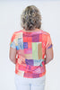 Image of Pure Essence Madras Print Short Sleeve Tie Front Top - Multicolor