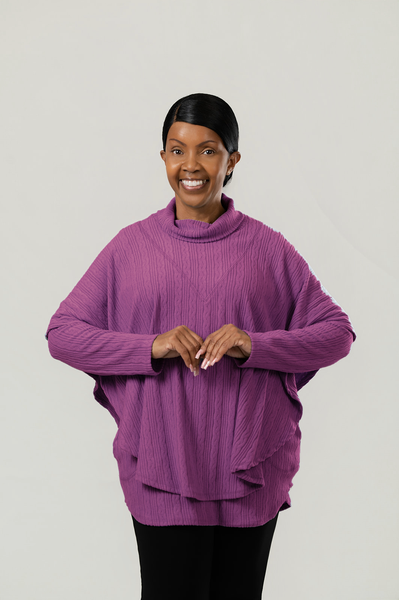 Pure Essence Cable Knit Poncho Two Piece Set - Plum – Rippe's