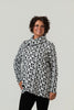 Image of Pure Essence Geometric Textured Knit Tab Collar Overlay Tunic - Black/Snow