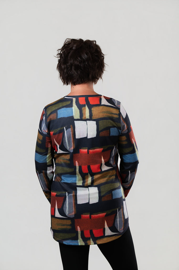 Pure Essence Abstract Print V-Neck Tunic - Multi