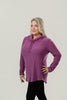 Image of Pure Essence Cable Knit Drawstring Cowl Neck Tunic - Plum