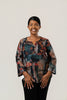 Image of Pure Essence Abstract Print Split Neck Long Sleeve Tunic - Multicolor