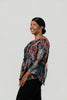 Image of Pure Essence Abstract Print Split Neck Long Sleeve Tunic - Multicolor