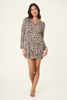 Image of PJ Salvage Holiday Dreams Leopard Print Nightshirt - Natural