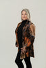Image of Radzoli Open Front Abstract Burnout Cardigan - Orange/Black/Multicolor