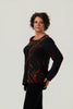 Image of Radzoli Asymmetric Round Neck Burnout Tunic - Black/Multicolor