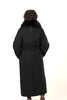 Image of Rafaello Cashmere Blend Maxi Wrap Coat with Removable Fox Fur Collar - Black