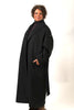 Image of Rafaello Cashmere Blend Maxi Wrap Coat with Removable Fox Fur Collar - Black
