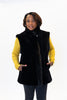 Image of Rippe's Furs Reversible Diamond Sheared Mink Fur Vest with Long Hair Mink Trim - Black
