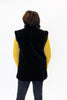 Image of Rippe's Furs Reversible Diamond Sheared Mink Fur Vest with Long Hair Mink Trim - Black