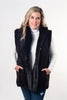 Image of Rippe's Furs Reversible Diamond Sheared Mink Fur Vest with Long Hair Mink Trim - Brown