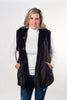 Image of Rippe's Furs Reversible Diamond Sheared Mink Fur Vest with Long Hair Mink Trim - Brown