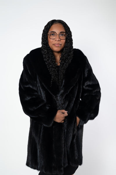Rippe's Furs Shawl Collar SAGA Mink Fur Long Stroller - Ranch