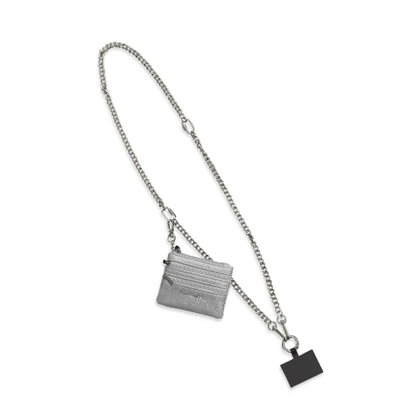 Save The Girls Clip & Go Chain Strap with Zippered Pouch - Silver