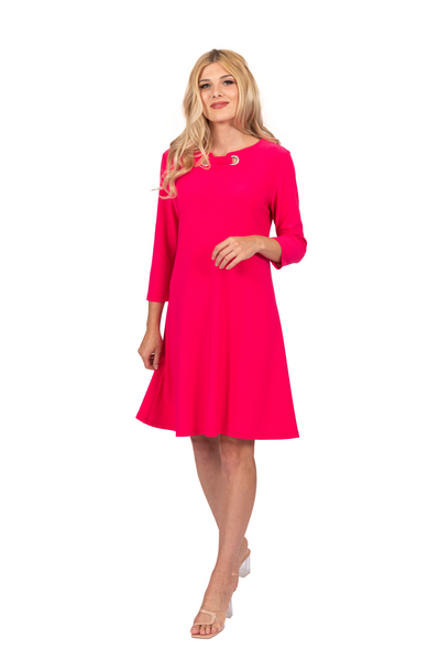 Scapa by Lauren Perre 3/4 Sleeve A-Line Grommet Detail Jersey Dress - Fuchsia *Take 35% Off*