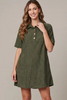Image of She+Sky Clothing Woven Corduroy Collared Mini Dress - Olive Green