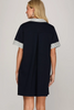 Image of She+Sky Short Sleeve Stripe Trim Scuba Knit Dress - Navy