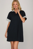 Image of She+Sky Short Sleeve Stripe Trim Scuba Knit Dress - Navy