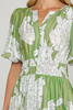 Image of She+Sky Bubble Sleeve Tiered Midi Dress - Sage Green/White