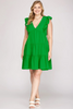 Image of She + Sky Ruffled Sleeve Tiered Dress - Kelly Green