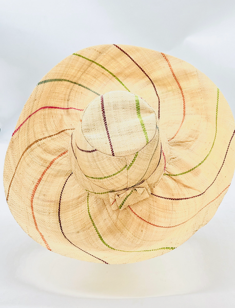 Shebobo Pinstripe Pattern Packable Straw Sun Hat - Multicolor