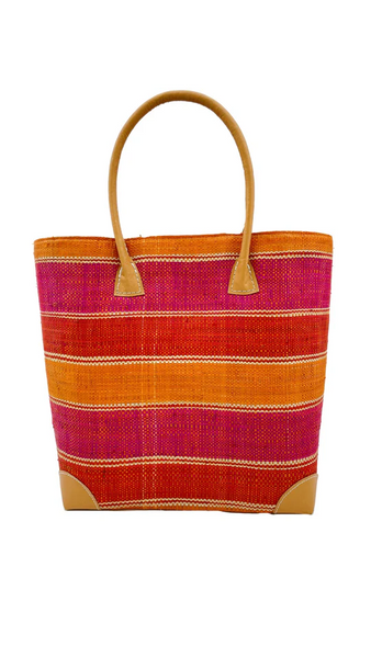 Shebobo Rayo Stripes Straw Basket Bag - Red/Multicolor