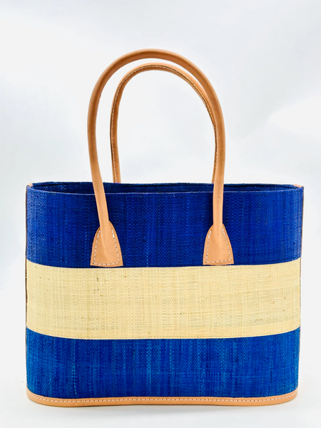 Shebobo Santorini Color Block Straw Bag - Blue/Multicolor