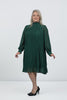 Image of Steven Guy Pleated Balloon Sleeve Swing Dress - Emerald
