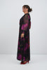 Image of Steven Guy Floral Mesh Overlay Twist Front Surplice Maxi Dress - Black/Purple