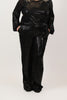 Image of Steven Guy Wide Leg Pull On Sequin Pant - Black