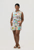 Image of Steven Guy Sleeveless Travel Print Tie Front Romper - Multicolor