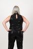 Image of Steven Guy Sleeveless Mock Neck Sequin Halter Top - Black