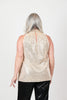 Image of Steven Guy Sleeveless Mock Neck Sequin Halter Top - Gold