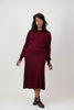 Image of Steven Guy Pleated Balloon Sleeve Sweater Knit Top - Wine