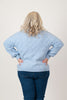 Image of Steven Guy Diamond Knit Cowl Neck Drop Shoulder Sweater - Chambray